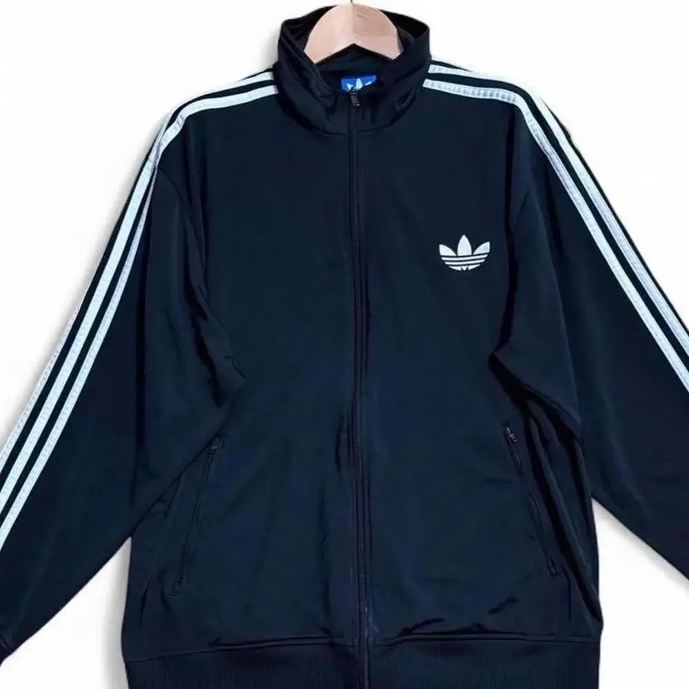 Vintage Adidas Originals Firebird Track Jacket Black White Trefoil